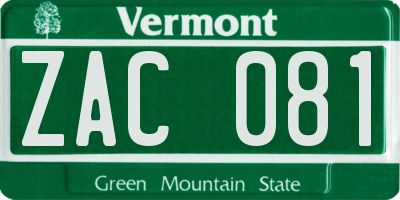 VT license plate ZAC081