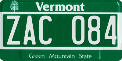 VT license plate ZAC084