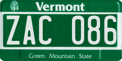 VT license plate ZAC086