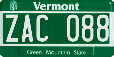 VT license plate ZAC088