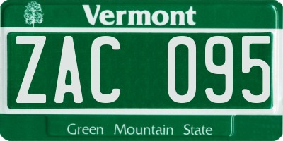 VT license plate ZAC095