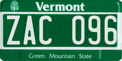 VT license plate ZAC096