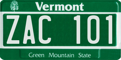 VT license plate ZAC101