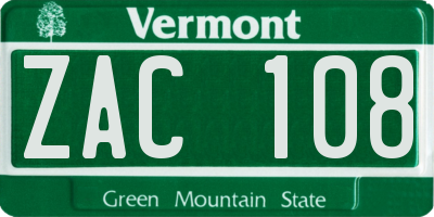 VT license plate ZAC108