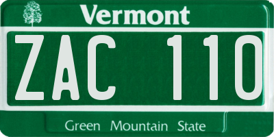 VT license plate ZAC110