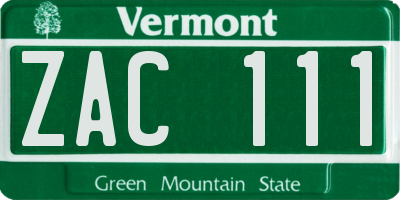 VT license plate ZAC111