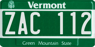 VT license plate ZAC112
