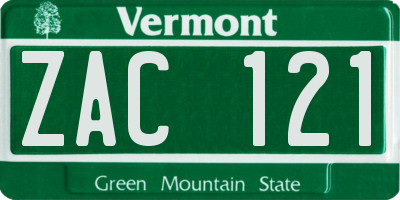 VT license plate ZAC121