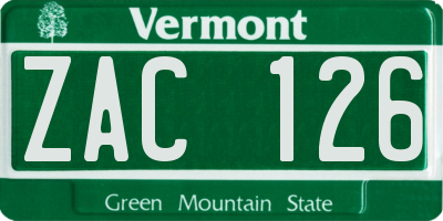 VT license plate ZAC126
