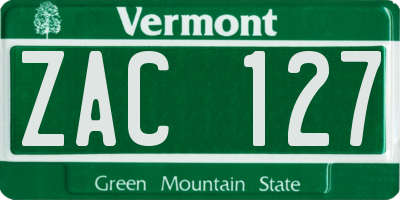 VT license plate ZAC127