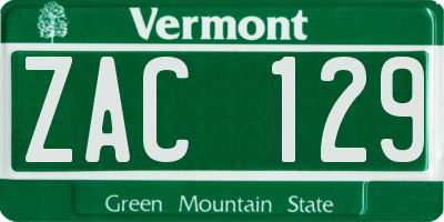 VT license plate ZAC129