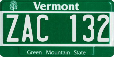 VT license plate ZAC132