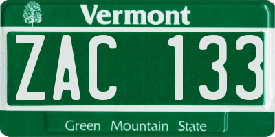 VT license plate ZAC133