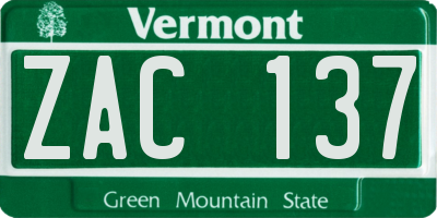 VT license plate ZAC137