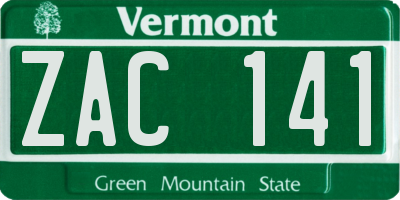 VT license plate ZAC141