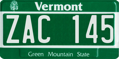 VT license plate ZAC145