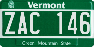 VT license plate ZAC146