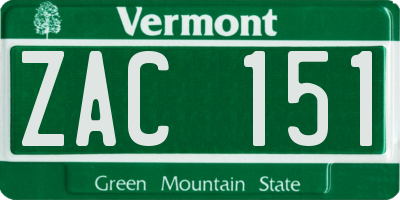 VT license plate ZAC151
