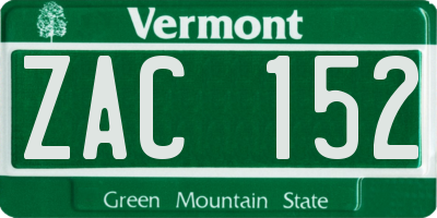 VT license plate ZAC152
