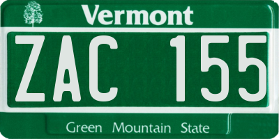 VT license plate ZAC155