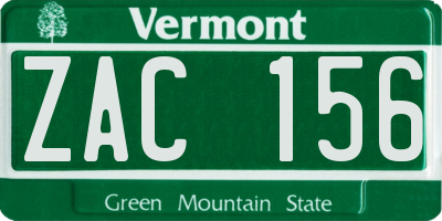 VT license plate ZAC156