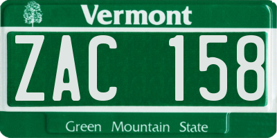 VT license plate ZAC158