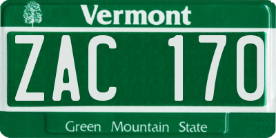 VT license plate ZAC170