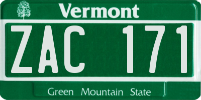 VT license plate ZAC171