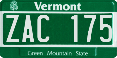 VT license plate ZAC175