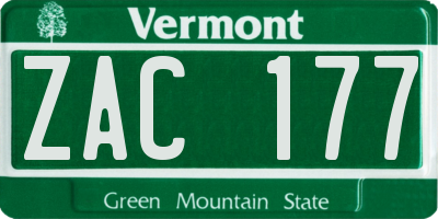 VT license plate ZAC177