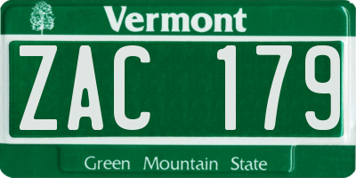VT license plate ZAC179