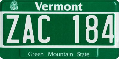 VT license plate ZAC184