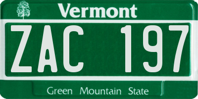 VT license plate ZAC197