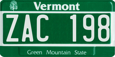 VT license plate ZAC198