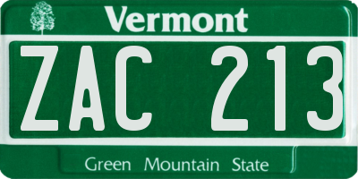 VT license plate ZAC213