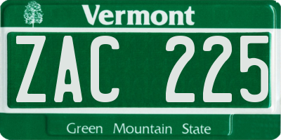 VT license plate ZAC225