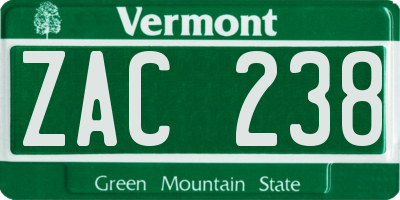 VT license plate ZAC238