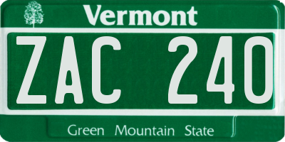 VT license plate ZAC240