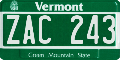 VT license plate ZAC243