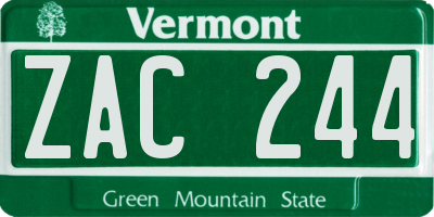 VT license plate ZAC244