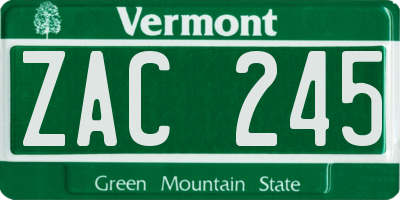 VT license plate ZAC245