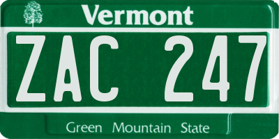 VT license plate ZAC247