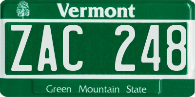 VT license plate ZAC248
