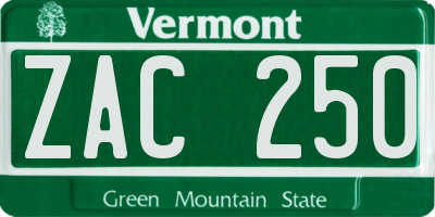 VT license plate ZAC250