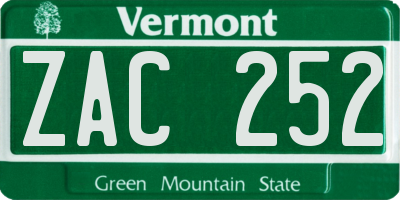 VT license plate ZAC252