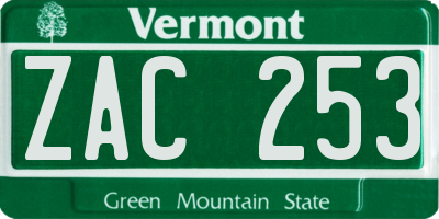 VT license plate ZAC253