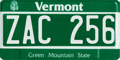 VT license plate ZAC256