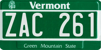 VT license plate ZAC261