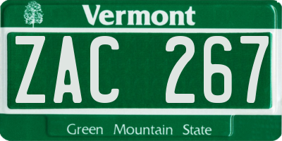 VT license plate ZAC267