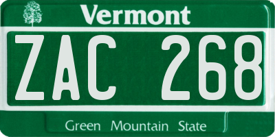 VT license plate ZAC268